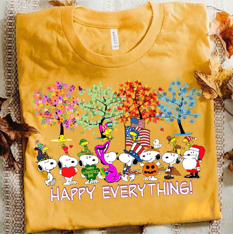 Snooy and Woodstock Happy Everything T Shirt 1